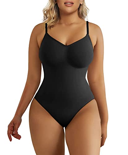 SHAPERX Bodysuit for Women Tummy Control Shapewear Seamless Sculpting Thong Body Shaper Tank Top,SZ5215-Black-S/M - Canlaa