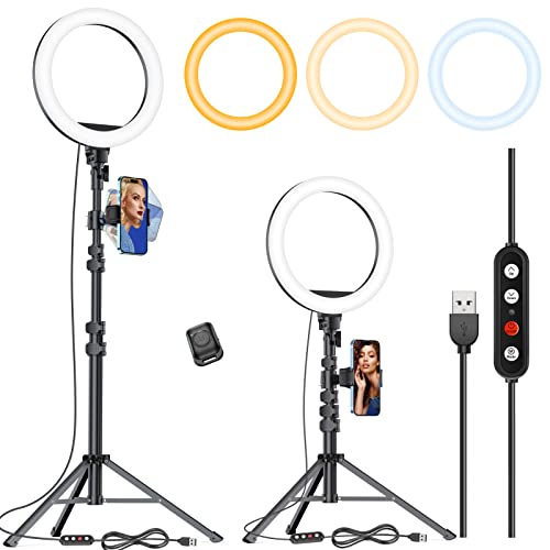 10.2" Selfie Ring Light with 65" Adjustable Tripod Stand & Phone Holder for Live Strea - Canlaa