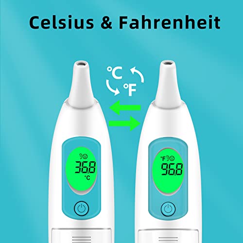 Ear Thermometer for Adults and Kids, Digital Thermometer with Fever Alarm and Insta - Canlaa