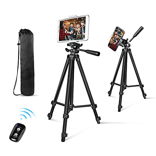 Aureday Phone Tripod, 50” Extendable Adjustable Smartphone & Tablet Tripod Stand wit - Canlaa