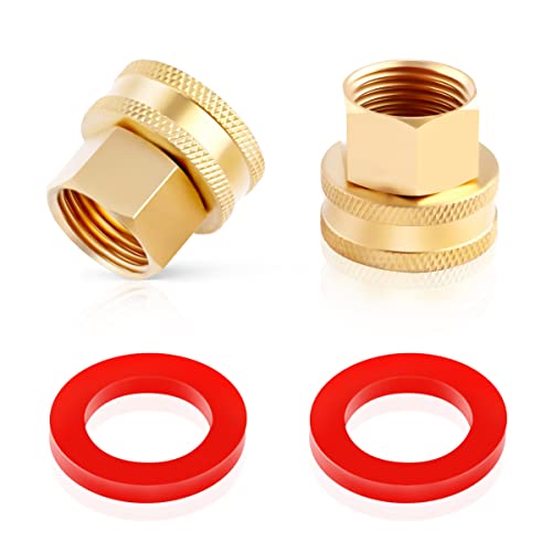 LitOrange (2 Pack Lead-Free Brass Garden Hose Threaded 3/4" GHT to 1/2 NPT Fittin - Canlaa