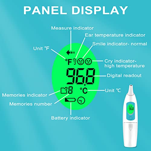 Ear Thermometer for Adults and Kids, Digital Thermometer with Fever Alarm and Insta - Canlaa