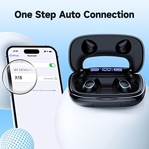 Wireless Earbuds Bluetooth Headphones 120H Playtime IPX7 Waterproof in-Ear Earphones Power Display Ear Buds with Mic and 2600mAh Charging Case for Sports Workout Laptop TV Computer Phone Gaming Black - Canlaa