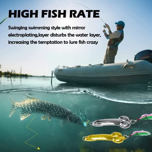 4PCS Fishing Lures Fishing Spoons,Special Shaped Hard Metal Sequin Fishing Jigs Baits,JoyFishing Spoof Gifts Wobble Feathers Fishing Hook for Freshwater Fishing Lovers (Glossy) - Canlaa