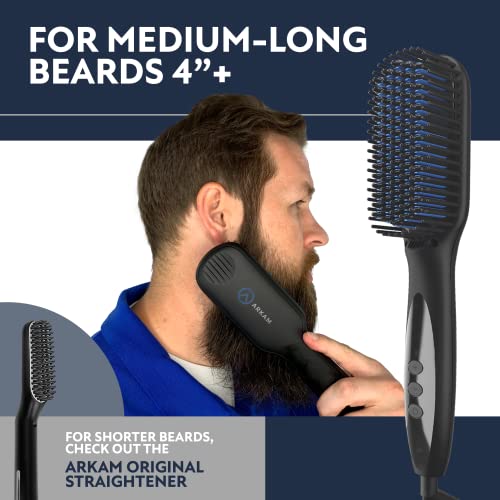 Arkam Beard Straightener for Men -Premium Heated Beard Brush Kit w/Anti-Scald - Canlaa