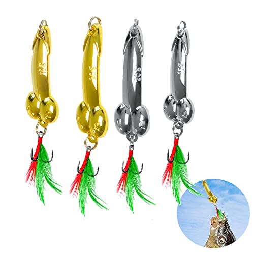 4PCS Fishing Lures Fishing Spoons,Special Shaped Hard Metal Sequin Fishing Jigs Baits,JoyFishing Spoof Gifts Wobble Feathers Fishing Hook for Freshwater Fishing Lovers (Glossy) - Canlaa