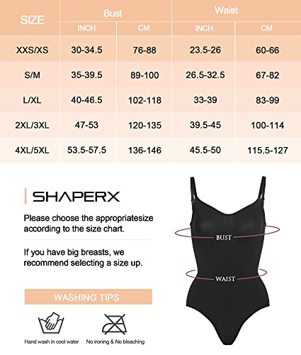 SHAPERX Bodysuit for Women Tummy Control Shapewear Seamless Sculpting Thong Body Shaper Tank Top,SZ5215-Black-S/M - Canlaa