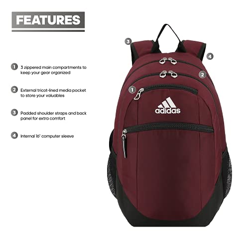 adidas Striker 2 Backpack, Team Maroon/Black/White, One Size - Canlaa