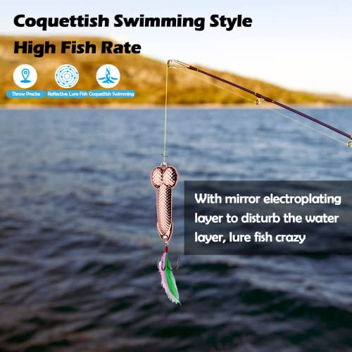 4PCS Fishing Lures Fishing Spoons,Special Shaped Hard Metal Sequin Fishing Jigs Baits,JoyFishing Spoof Gifts Wobble Feathers Fishing Hook for Freshwater Fishing Lovers (Texture) - Canlaa