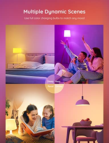 Govee Smart Light Bulbs, WiFi Bluetooth Color Changing Light Bulbs, Music Sync, 54 Dynamic Scenes, 16 Million DIY Colors RGB Light Bulbs, Work with Alexa, Google Assistant & Govee Home App, 4 Pack - Canlaa