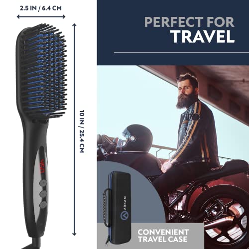 Arkam Beard Straightener for Men -Premium Heated Beard Brush Kit w/Anti-Scald - Canlaa