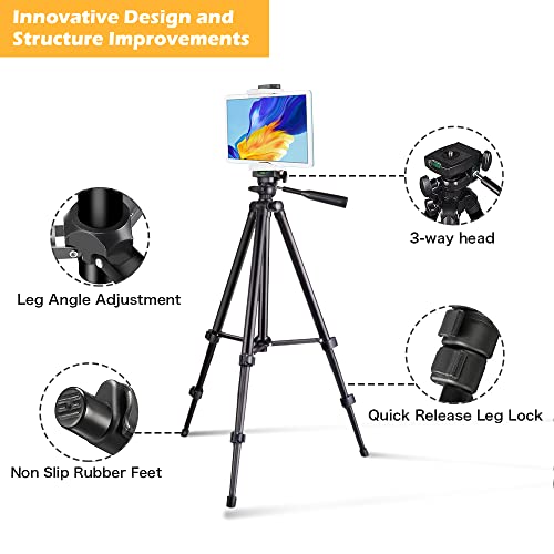 Aureday Phone Tripod, 50” Extendable Adjustable Smartphone & Tablet Tripod Stand wit - Canlaa