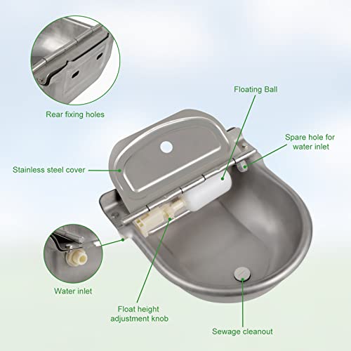 Automatic Waterer Update with Drain Hole, Cow Drinking Water Bowl with Pipe Hose - Canlaa