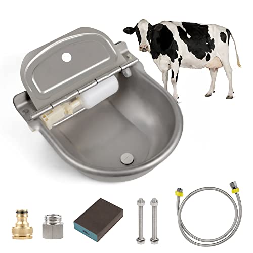 Automatic Waterer Update with Drain Hole, Cow Drinking Water Bowl with Pipe Hose - Canlaa