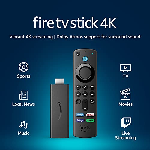 Fire TV Stick 4K, brilliant 4K streaming quality, TV and smart home controls, free and live TV - Canlaa