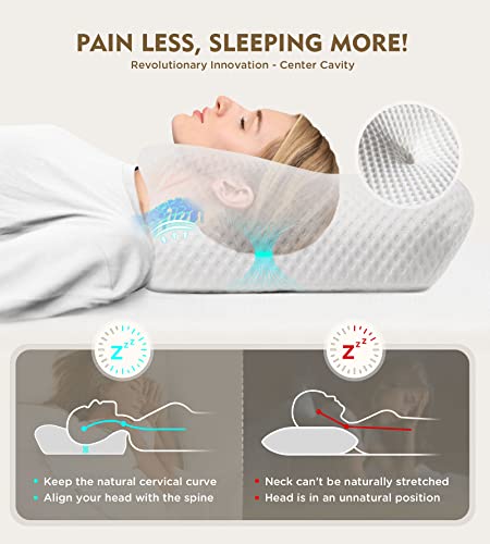 Cervical Pillow for Neck Pain Relief, Hollow Design Odorless Memory Foam Pillows - Canlaa