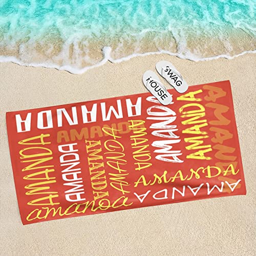 Personalized Beach Towels Custom Pool Towel with Names Text for Adult Women Girl Boy Men - Canlaa