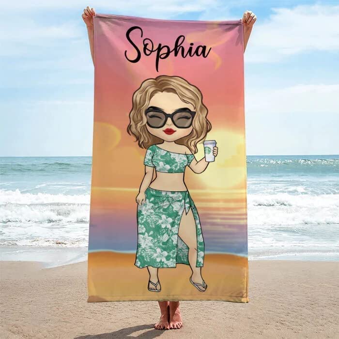 Pawfect House 60"x30" Chibi Lady Personalized Beach Towels for Adults Sand Free - Canlaa