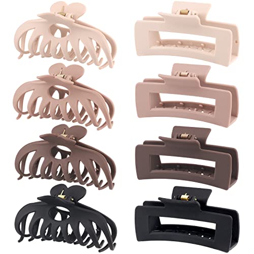 8 Pack 4.3 Inch Large Hair Clips, Neutral Color Hair Claw Clips for Women Thin Thick - Canlaa