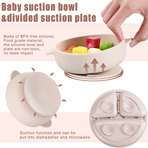 16 Pack Baby Feeding Supplies Set, Silicone Baby Led Weaning Suction Plates and Bowls - Canlaa