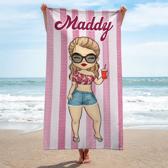 Pawfect House 60"x30" Chibi Lady Personalized Beach Towels for Adults Sand Free - Canlaa