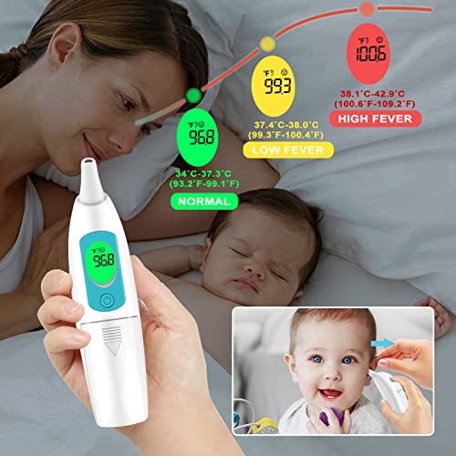 Ear Thermometer for Adults and Kids, Digital Thermometer with Fever Alarm and Insta - Canlaa