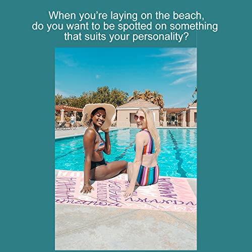 Personalized Beach Towels Custom Pool Towel with Names Text for Adult Women Girl Boy Men - Canlaa