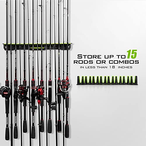 KastKing Patented V15 Vertical Fishing Rod Holder – Wall Mounted Fishing Rod Rack, Store 15 Rods or Fishing Rod Combos in 18 Inches, Great Fishing Pole Holder and Rack - Canlaa