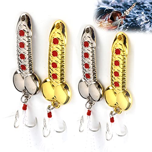 4PCS Fishing Lures Fishing Spoons,Special Shaped Hard Metal Sequin Fishing Jigs Baits,JoyFishing Spoof Gifts Wobble Feathers Fishing Hook for Freshwater Fishing Lovers - Canlaa