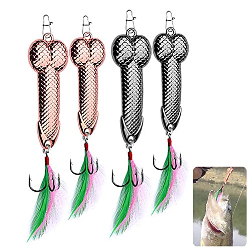 4PCS Fishing Lures Fishing Spoons,Special Shaped Hard Metal Sequin Fishing Jigs Baits,JoyFishing Spoof Gifts Wobble Feathers Fishing Hook for Freshwater Fishing Lovers (Texture) - Canlaa