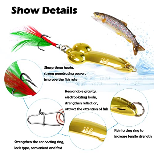 4PCS Fishing Lures Fishing Spoons,Special Shaped Hard Metal Sequin Fishing Jigs Baits,JoyFishing Spoof Gifts Wobble Feathers Fishing Hook for Freshwater Fishing Lovers (Glossy) - Canlaa