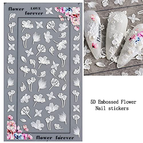 Flower Nail Art Sticker Decals 5D Hollow Exquisite Pattern Nail Art Supplies Self-Adhe - Canlaa