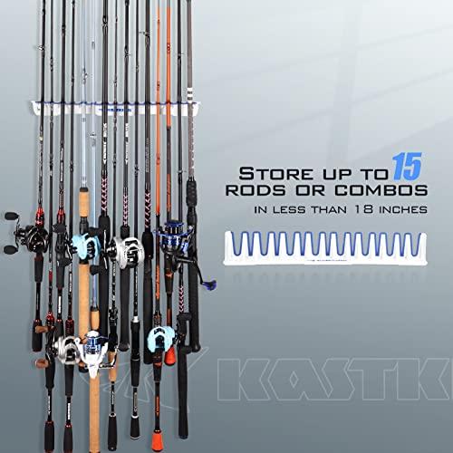 KastKing Patented V15 Vertical Fishing Rod Holder - Store 15 Rods or Rod Combos in 18 Inches Wall Mounted Rod Rack - Canlaa