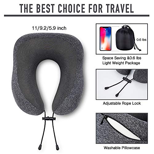 Travel Pillow 100% Pure Memory Foam Neck Pillow, Comfortable & Breathable Cover, - Canlaa