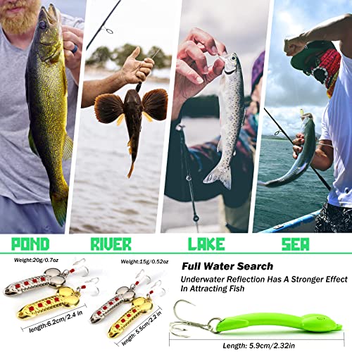 4PCS Fishing Lures Fishing Spoons,Special Shaped Hard Metal Sequin Fishing Jigs Baits,JoyFishing Spoof Gifts Wobble Feathers Fishing Hook for Freshwater Fishing Lovers - Canlaa