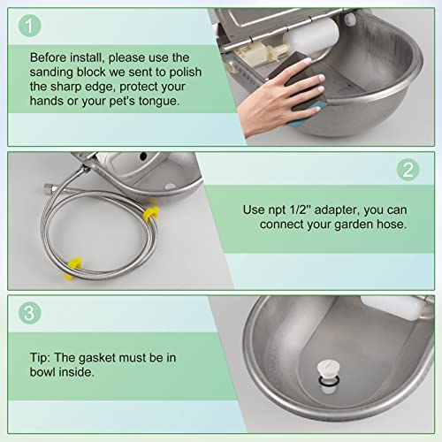 Automatic Waterer Update with Drain Hole, Cow Drinking Water Bowl with Pipe Hose - Canlaa