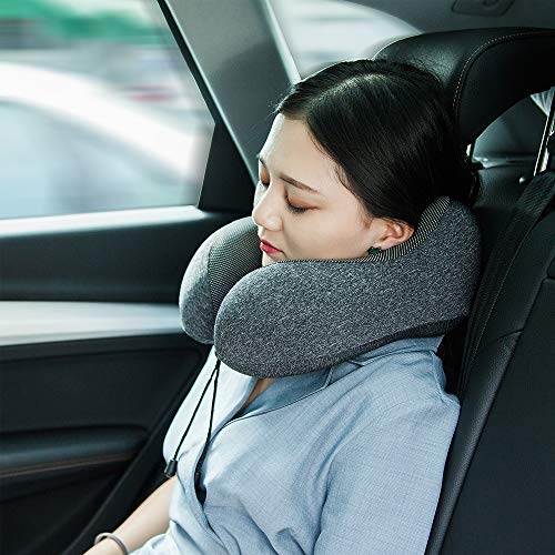 Travel Pillow 100% Pure Memory Foam Neck Pillow, Comfortable & Breathable Cover, - Canlaa