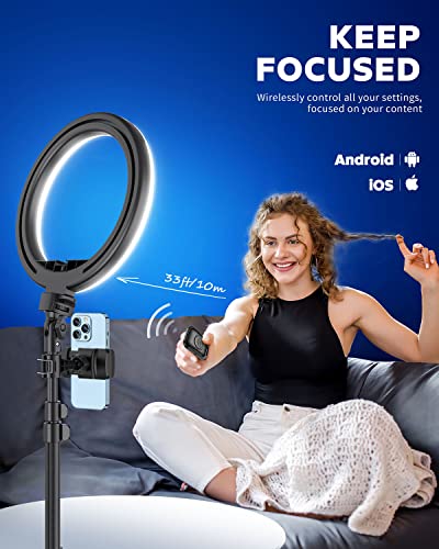 10.2" Selfie Ring Light with 65" Adjustable Tripod Stand & Phone Holder for Live Strea - Canlaa