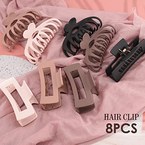 8 Pack 4.3 Inch Large Hair Clips, Neutral Color Hair Claw Clips for Women Thin Thick - Canlaa