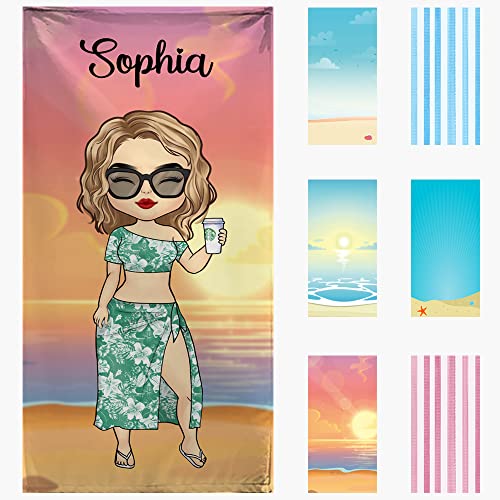 Pawfect House 60"x30" Chibi Lady Personalized Beach Towels for Adults Sand Free - Canlaa