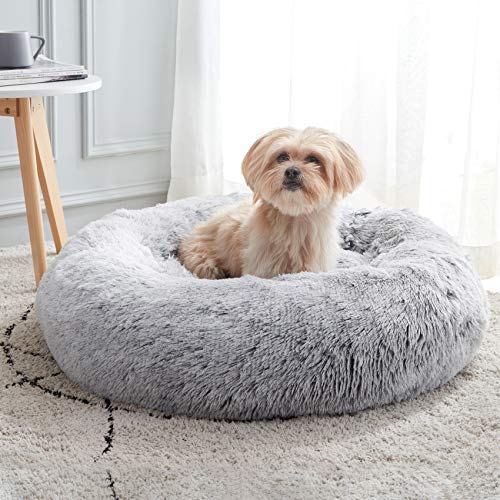 Calming Dog Bed & Cat Bed, Anti-Anxiety Donut Dog Cuddler Bed, Warming Cozy - Canlaa