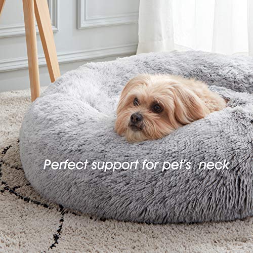 Calming Dog Bed & Cat Bed, Anti-Anxiety Donut Dog Cuddler Bed, Warming Cozy - Canlaa