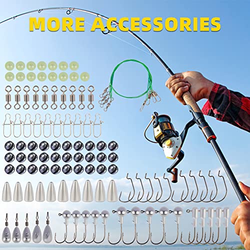 GOANDO Fishing Lures Kit 302Pcs Fishing Accessories Set for Bass Trout Salmon with Topwater Lures Crankbaits Spinnerbaits Spoon Worms Jigs and More Fishing Gear with Tackle Box - Canlaa