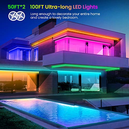 100 FT LED Strip Lights,Rope Lights,Bluetooth APP Control,Color Changing Light - Canlaa