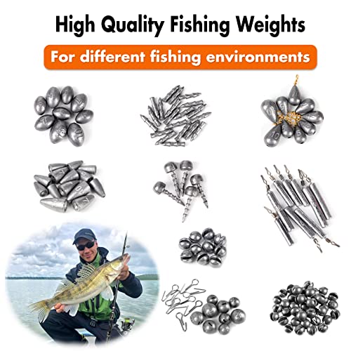 PLUSINNO 397pcs Fishing Accessories Kit, Fishing Tackle Box with Tackle Included, Fishing Hooks, Fishing Weights, Jig Heads, Swivels Snaps Combined into 12 Rigs, Fishing Gear Equipment for Bass - Canlaa