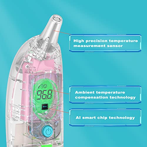 Ear Thermometer for Adults and Kids, Digital Thermometer with Fever Alarm and Insta - Canlaa