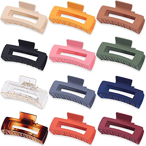 4.1 Inch Large Hair Claw Clips 12 Pcs Big Hair Clips for Thick Hair Rectangular Claw - Canlaa