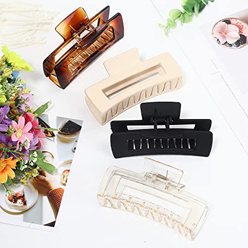 4.1 Inch Large Hair Claw Clips 12 Pcs Big Hair Clips for Thick Hair Rectangular Claw - Canlaa