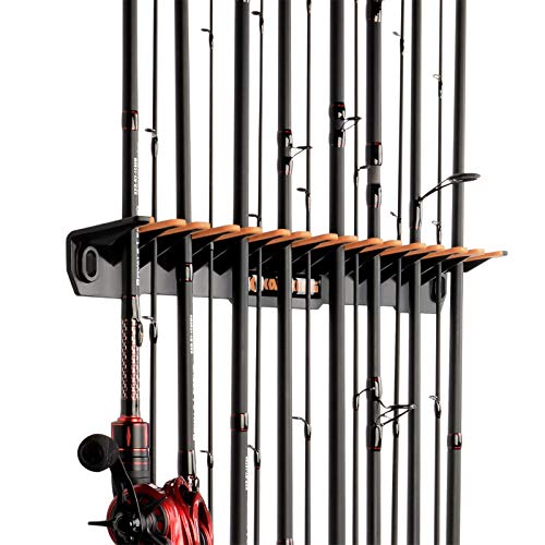 KastKing Patented V15 Vertical Fishing Rod Holder – Wall Mounted Fishing Rod Rack, Store 15 Rods or Fishing Rod Combos in 18 Inches, Great Fishing Pole Holder and Rack - Canlaa