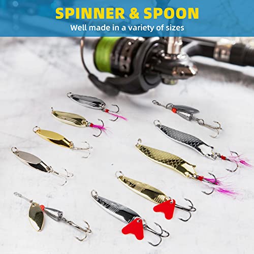 GOANDO Fishing Lures Kit 302Pcs Fishing Accessories Set for Bass Trout Salmon with Topwater Lures Crankbaits Spinnerbaits Spoon Worms Jigs and More Fishing Gear with Tackle Box - Canlaa